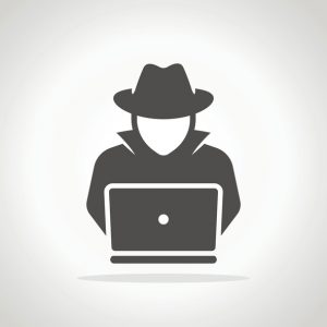 Ransomware Hacker, hacking into laptop